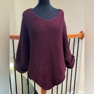 BERRETTI MAROON COLOR, OVERSIZED CACOON Knit Pullover Sweater, WOMEN ONE SIZE